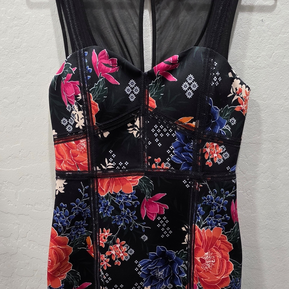 Guess Black Floral Midi Dress